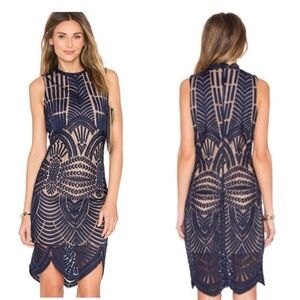 Bardot Divinity Illusion Sleeveless Lace Embroidered 
Dress Navy Blue Size XL